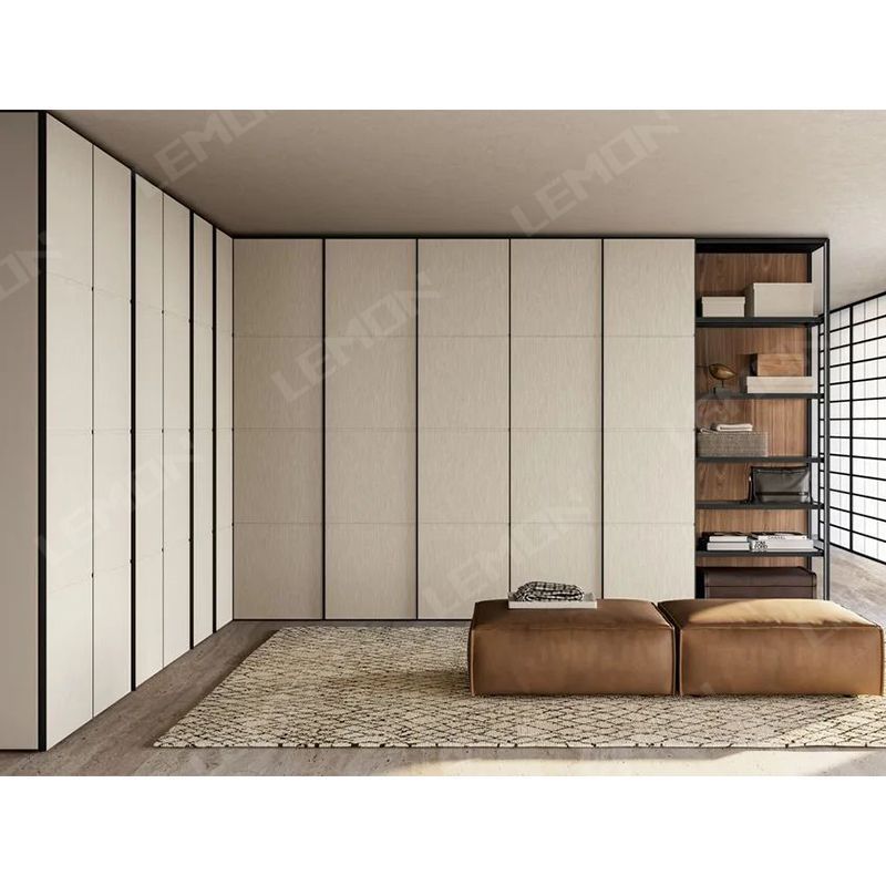 Lemon new design wooden bedroom wardrobe L shaped space saving closet storage wardrobe high quality