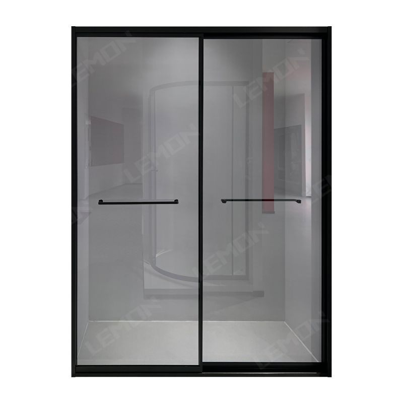 Foshan Easy Install Black Frameless Clear Frosted Glass Shower Room Door Bathroom Glass Shower Door Sliding  For Hotel Villa