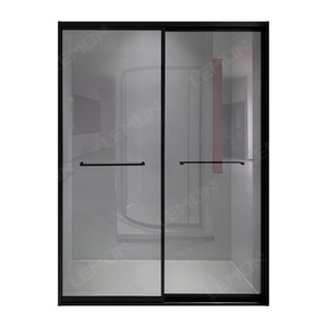 Foshan Easy Install Black Frameless Clear Frosted Glass Shower Room Door Bathroom Glass Shower Door Sliding  For Hotel Villa