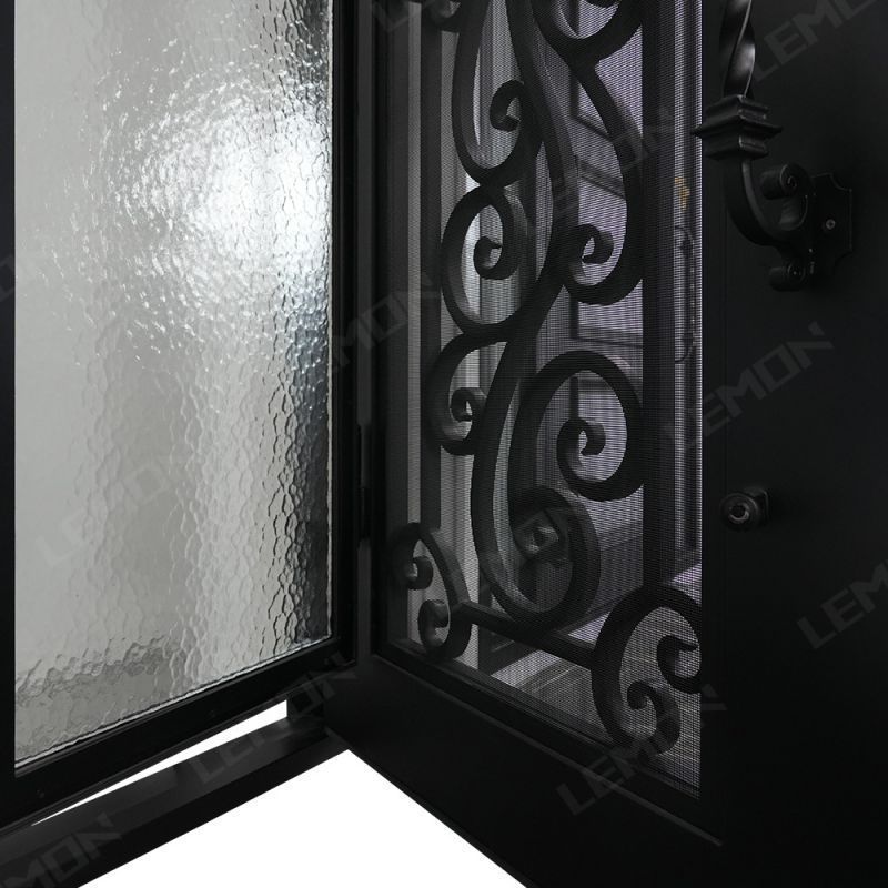 Outdoor Main Entrance Metal Security Doors iron grill door designs Modern Exterior Safety Double iron single door design