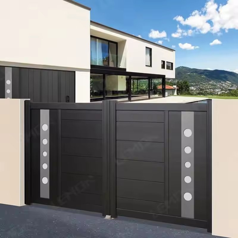 Automatic Double panels swing style Iron driveway gates latest main gate designs decorative aluminum gates