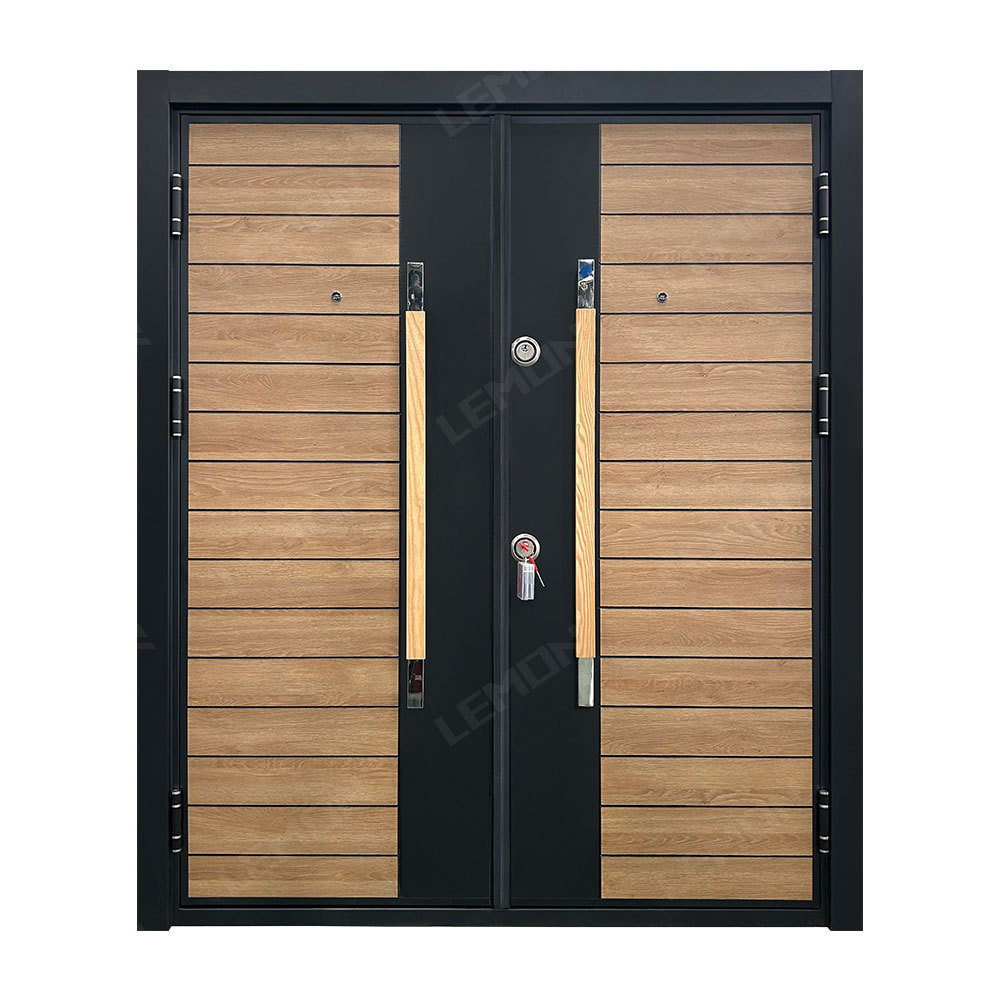 Best Quality Classic Design Hot New Products Wood Aluminum Composite Frame Front Entrance Security Armored Door