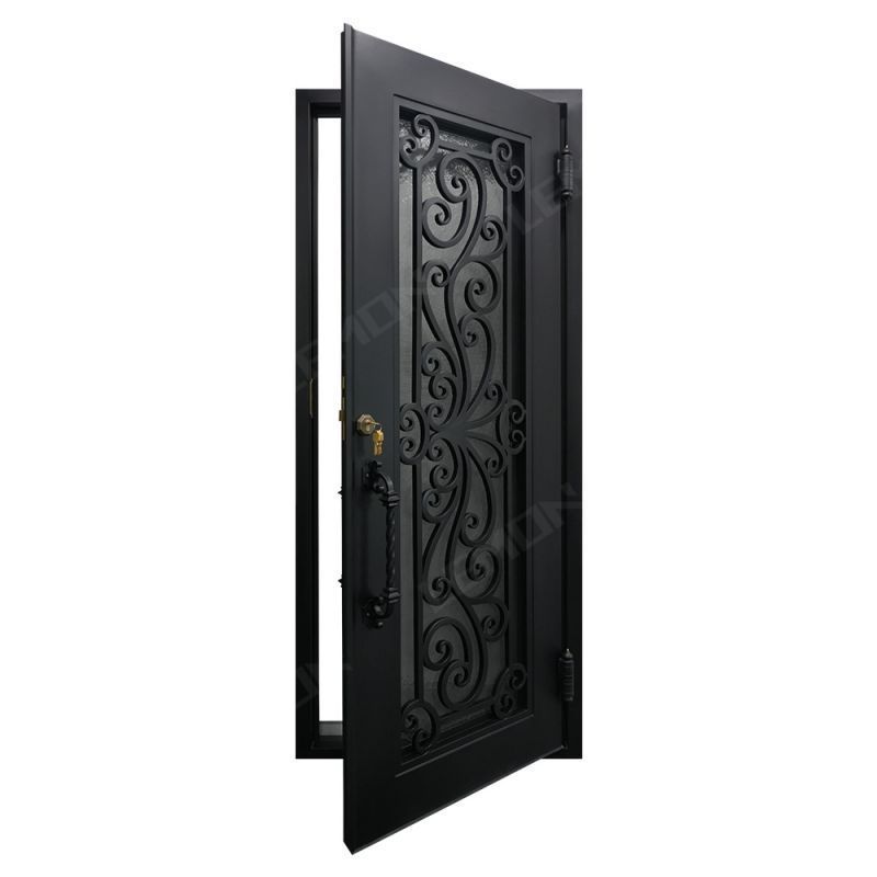 Outdoor Main Entrance Metal Security Doors iron grill door designs Modern Exterior Safety Double iron single door design