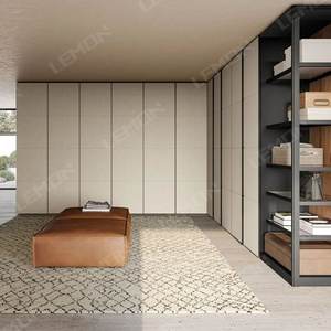 Lemon new design wooden bedroom wardrobe L shaped space saving closet storage wardrobe high quality