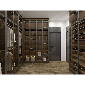 Full house design wardrobe clothes organizer modern style deep color high end wardrobe bedroom furniture