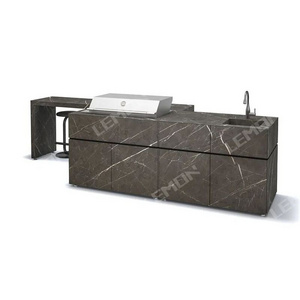 Ready To Assemble Luxury Designs Stainless Steel Kitchen Cabinet Outdoor Furniture Garden BBQ Units with Sink Faucet