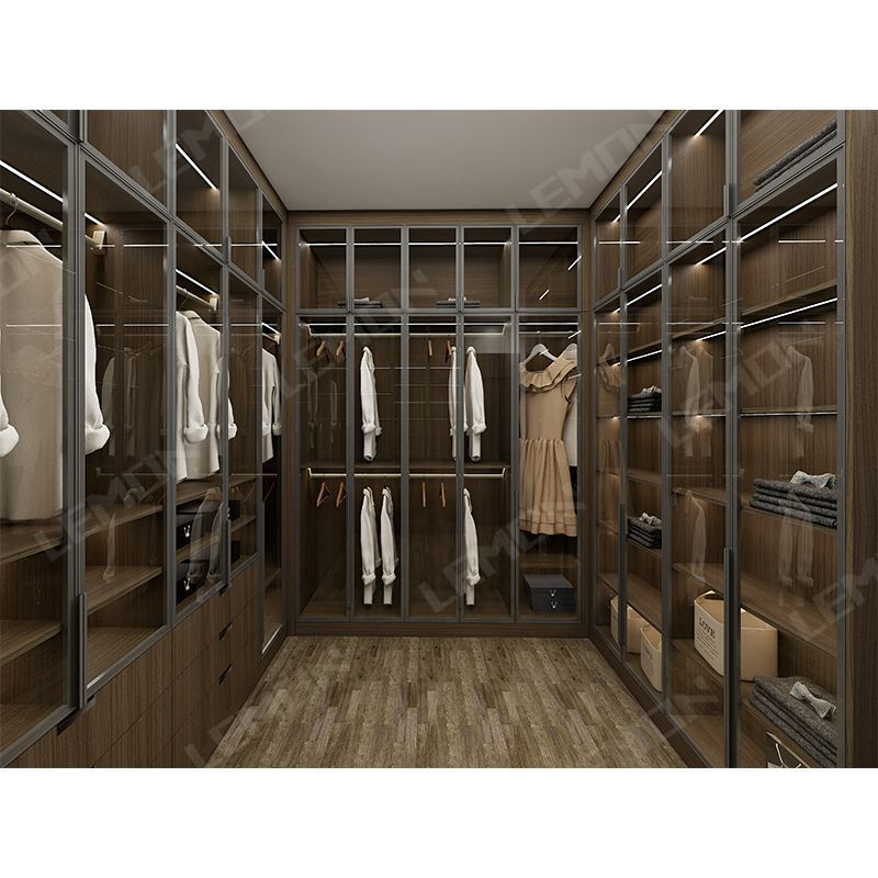 Full house design wardrobe clothes organizer modern style deep color high end wardrobe bedroom furniture