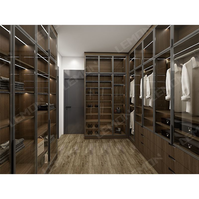 Full house design wardrobe clothes organizer modern style deep color high end wardrobe bedroom furniture