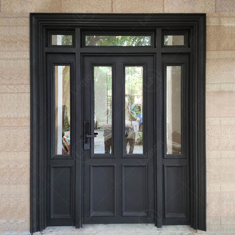 Modern American Design High Quality Model Style Front Door Iron Wrought Prices French Wrought Iron Door