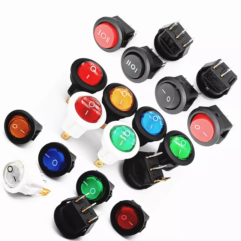 2/3 Pin China Switch Led \ Rocker \ Red \ Yellow \ Blue \ Green \ White \ Black \ Grey \ Power \ Micro \ Mini \ 12V Round Switch