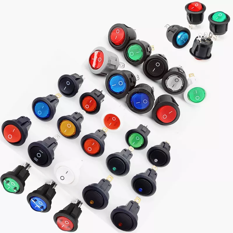 2/3 Pin China Switch Led \ Rocker \ Red \ Yellow \ Blue \ Green \ White \ Black \ Grey \ Power \ Micro \ Mini \ 12V Round Switch