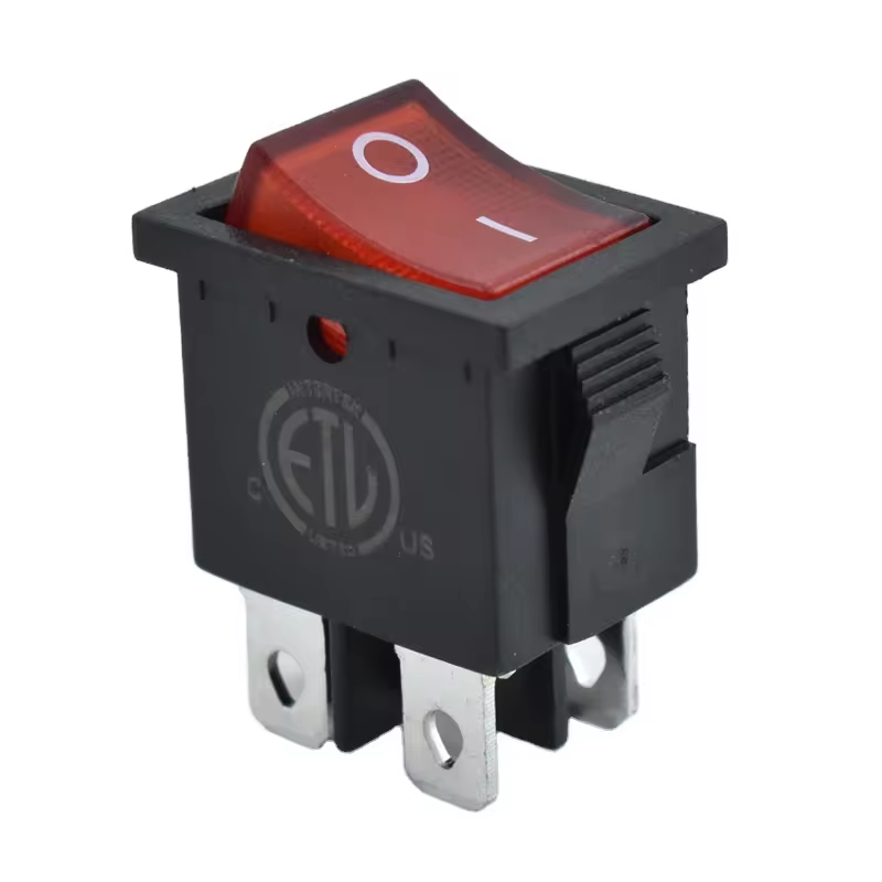 Red Rocker 4 Pin Led Switch With ISO:9001-2015-CUL-ETL-TUV-CQC-KC-CE-CB Attestation Kcd1-C