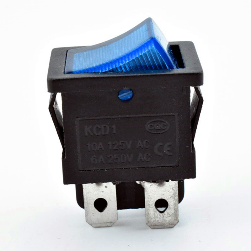 Small Kcd1 104 Dpst Power 220 Volt / 12V Rocker Switch 4 Pin On Off Illuminated Blue Switches