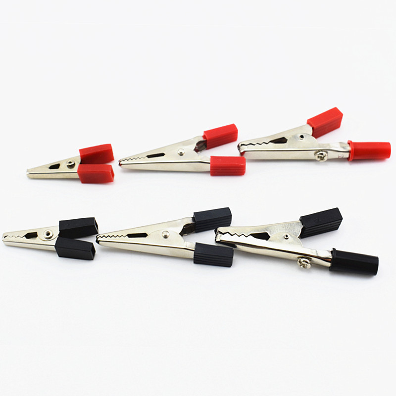 35mm Plastic Handle Test Probe Metal Crocodile Clips Electrical Diy Test Leads Alligator Clips