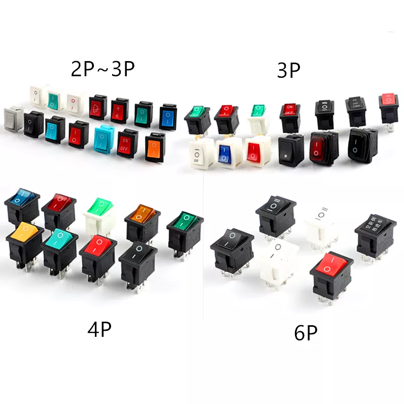 TUV Power 12V ~ 24V ~ 220V LED Light Mini Rocker Switch Kcd1 Series 15X21 MM / 2P / 3P / 4P / 6P / ON-OFF / ON-OFF-ON Switch