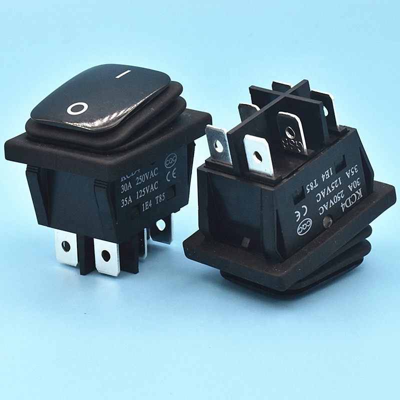 KCD4 toggle waterproof rocker switch 30A 35A high-power On Off 2 position Switch 6/4 pins rocker Black T85 1E4 125V 250V AC