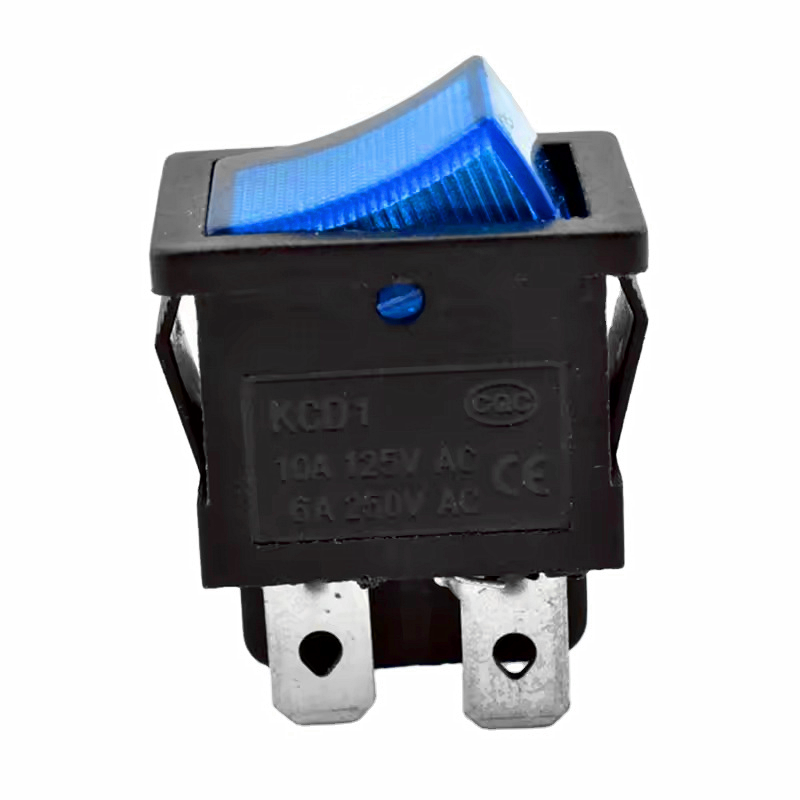 Small Kcd1 104 Dpst Power 220 Volt / 12V Rocker Switch 4 Pin On Off Illuminated Blue Switches