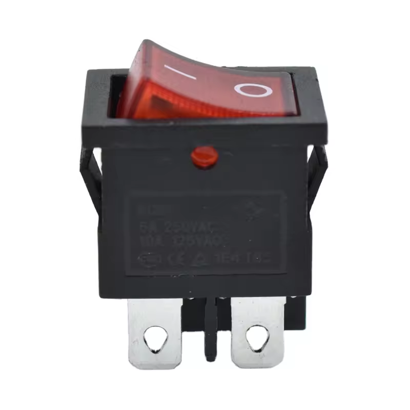 ISO:9001-2015-CUL-ETL-TUV-CQC-KC-CE-CB Switch 12V 24V 220V Switch Rocker Led Switch Kcd1 104 4Pin Red 10A/6A 250V AC