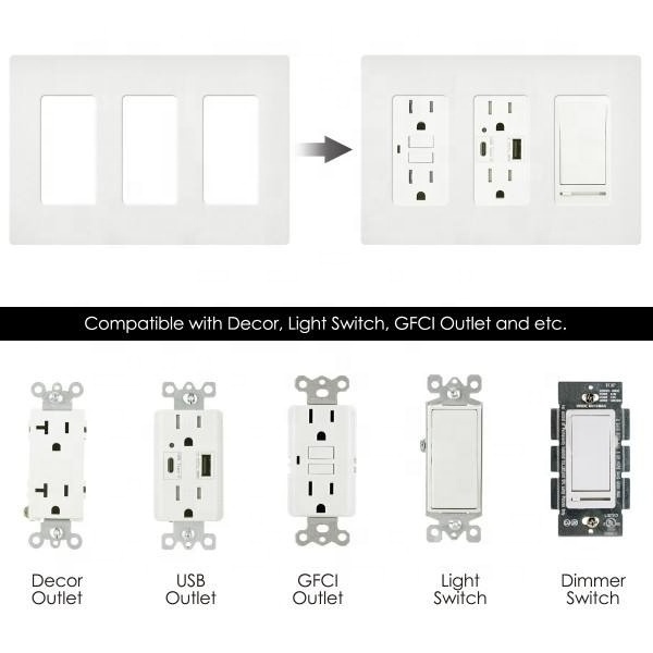 Hot sale US style jumbo wallplate 1 gang wall light switch plate outlet cover, screwless wallplate, UL listed wall socket cover