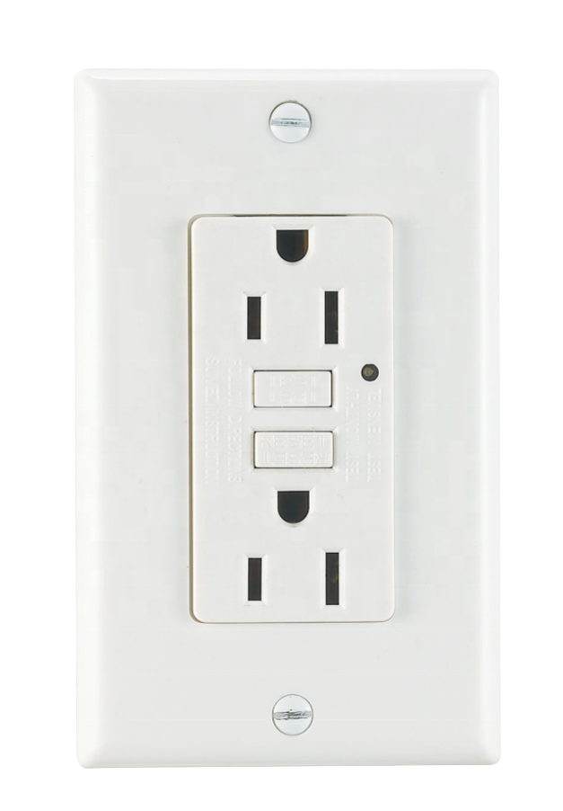 15A/125V GFCI Outlets, Decor GFI Duplex Receptacles with LED Indicator, gfci with cover, ETL Certified, White