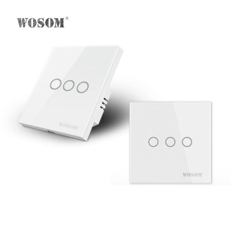 3Gang 1 Way Wall Touch Light Switch,Wall power sensor switch wifi smart touch switch