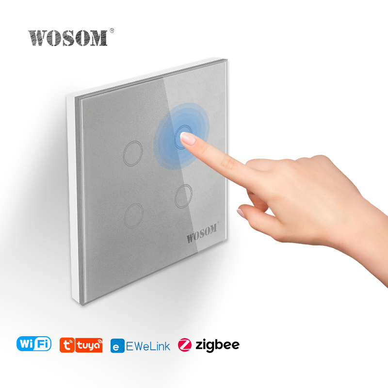 wall touch smart switch wall touch switch 4 gang touch screen 4 gang wifi wall switch