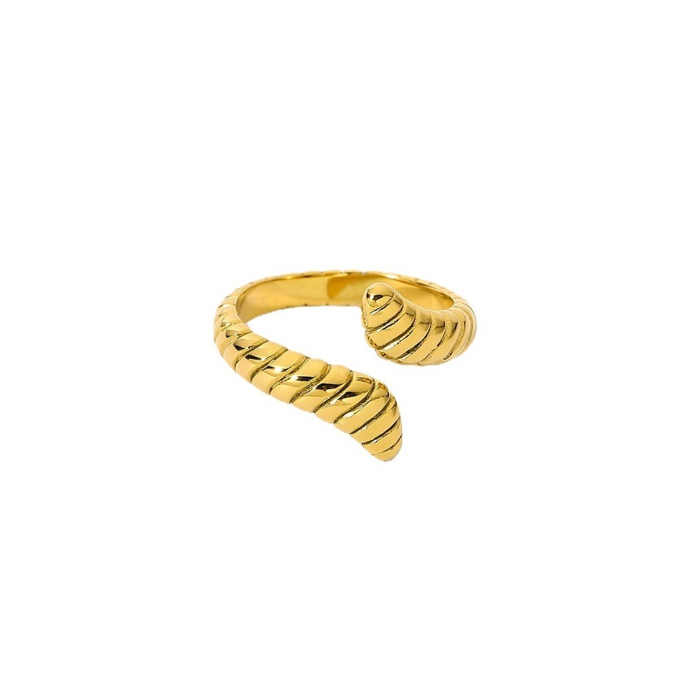 INS Serpentine Croissant Croissant Opening Ring 18K Gold Plated Stainless Steel Titanium Steel Ring