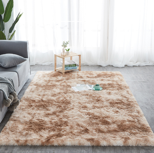 Soft Different Size Bedroom Bay Window Plush Tie Dye Gradient Solid Color Rug Mat Fluffy Living Room Carpet