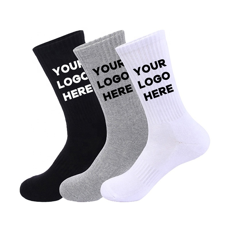 Free Design High Quality Custom Logo Sport Socks Men White Black Letter Training Running Custom Basketball Socks