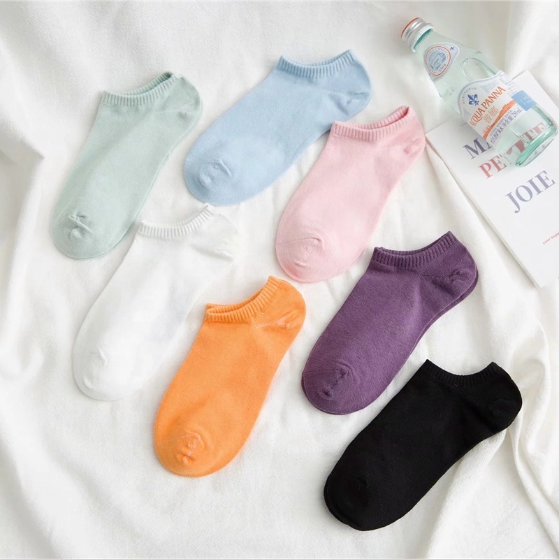 50 Cents Very Cheap Wholesale Simple Basic Solid Color Cotton Women Ladies Short Socks Ankle