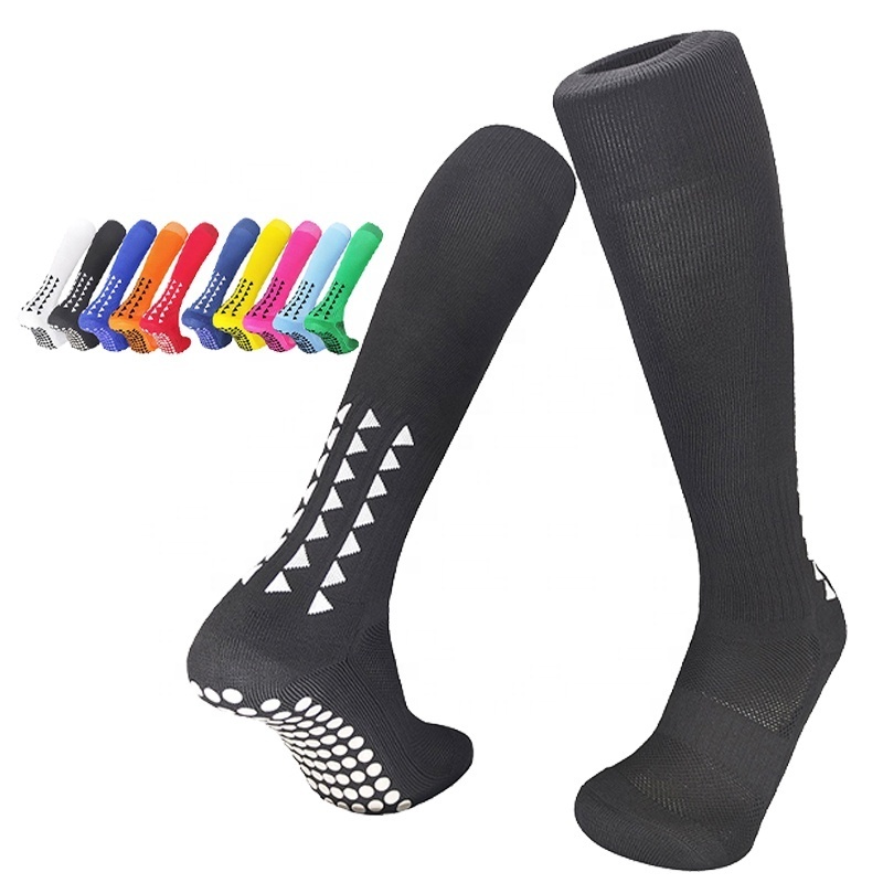 Wholesale Professional Black Pink Padded Soccer Team Socks Men Grip Anti Slip Sports Football Long Socks