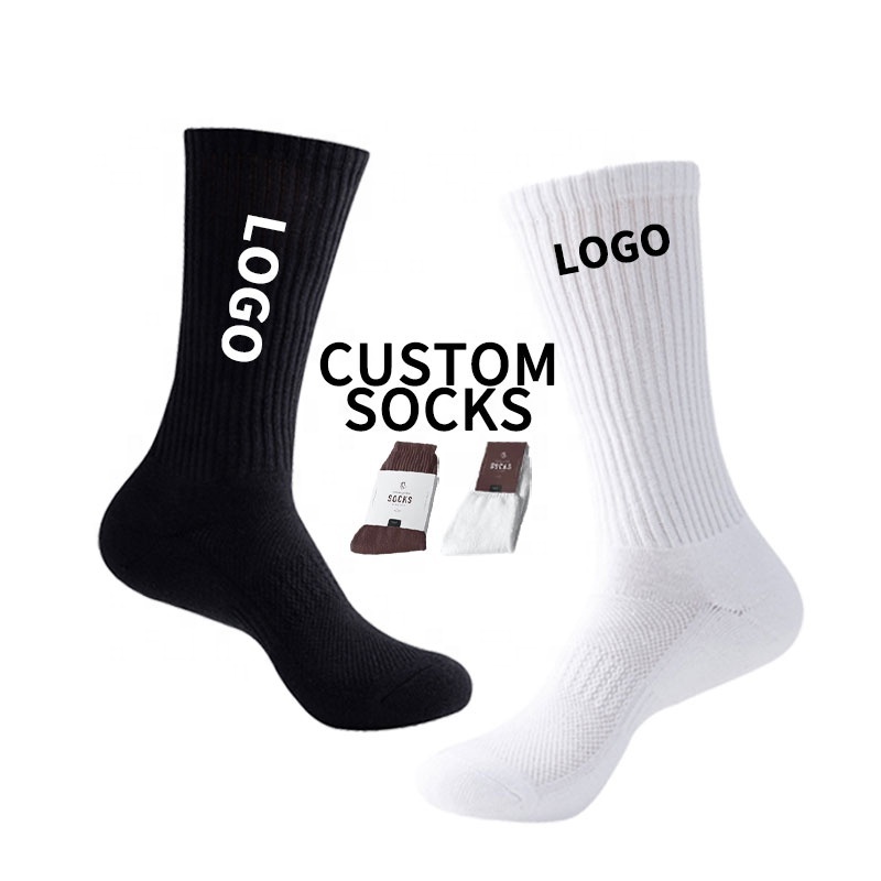 Wholesale OEM Men Unisex Cotton Tennis Custom Logo Socks Athletic Basketball Sports Crew Socks