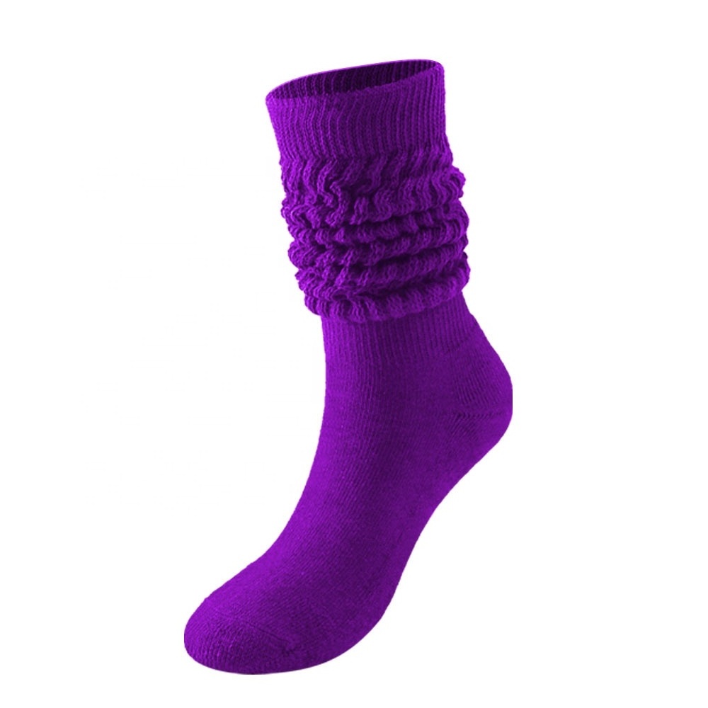 Wholesale Plain Extra Long Slouchy Scrunches Stacked Socks Girl Women Scrunch Slouch Socks