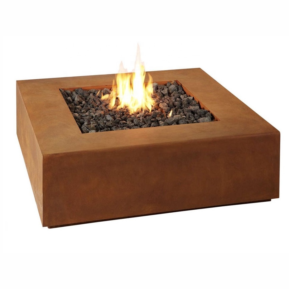 Outdoor Square Corten Steel Fire Pit Table Gas Firepit for Patio