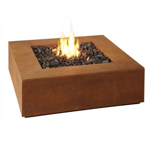 Outdoor Square Corten Steel Fire Pit Table Gas Firepit for Patio