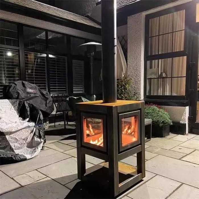 Wood Burning Outdoor Metal Fireplace Corten Steel Stove For Patio Heaters