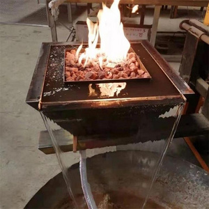 Swimming Pool Corten Steel Gas Fire Water Bowl Water Features Fire Pit