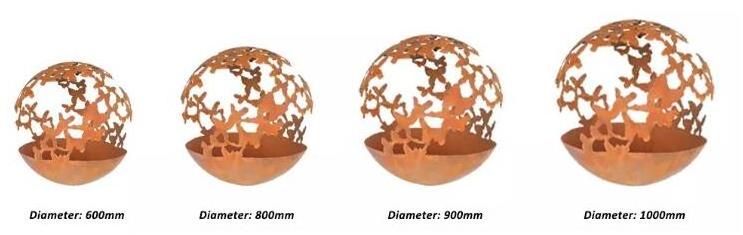 Outdoor Decoration Laser Cut Metal Fire Pit Corten Steel Fire Sphere