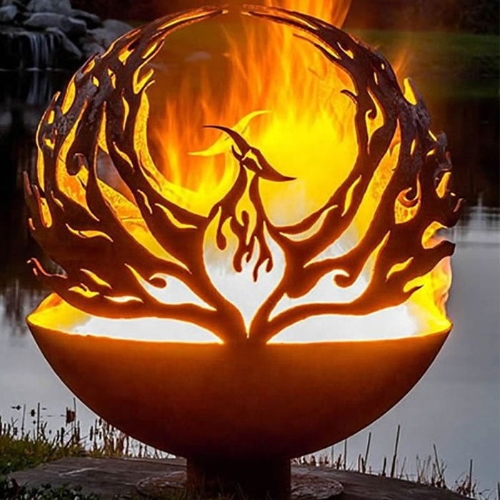 Outdoor Decoration Laser Cut Metal Fire Pit Corten Steel Fire Sphere