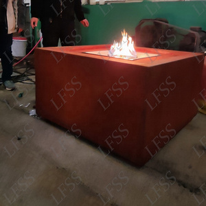 Customized Outdoor Corten Steel Propane Gas Fireplace Fire Pit Table