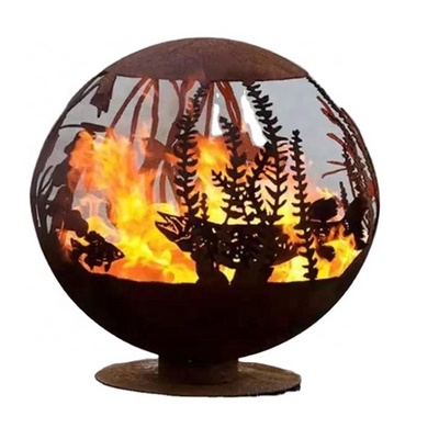 Outdoor Decoration Laser Cut Metal Fire Pit Corten Steel Fire Sphere