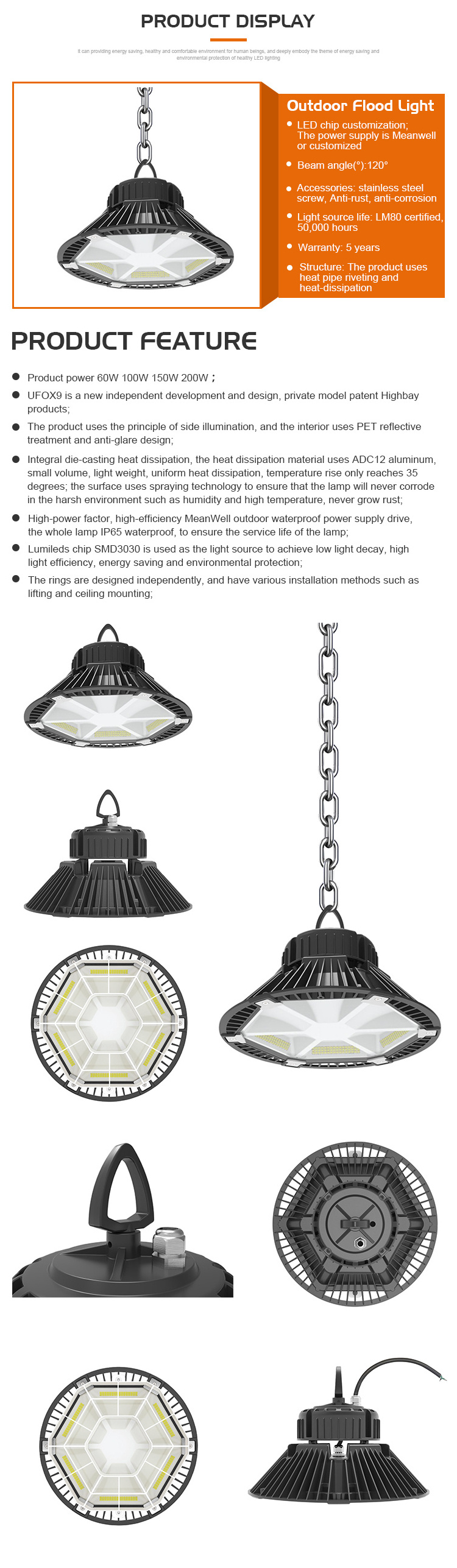 Hive design new model LED low UGR high bay light fixture UFO highbay light 200W