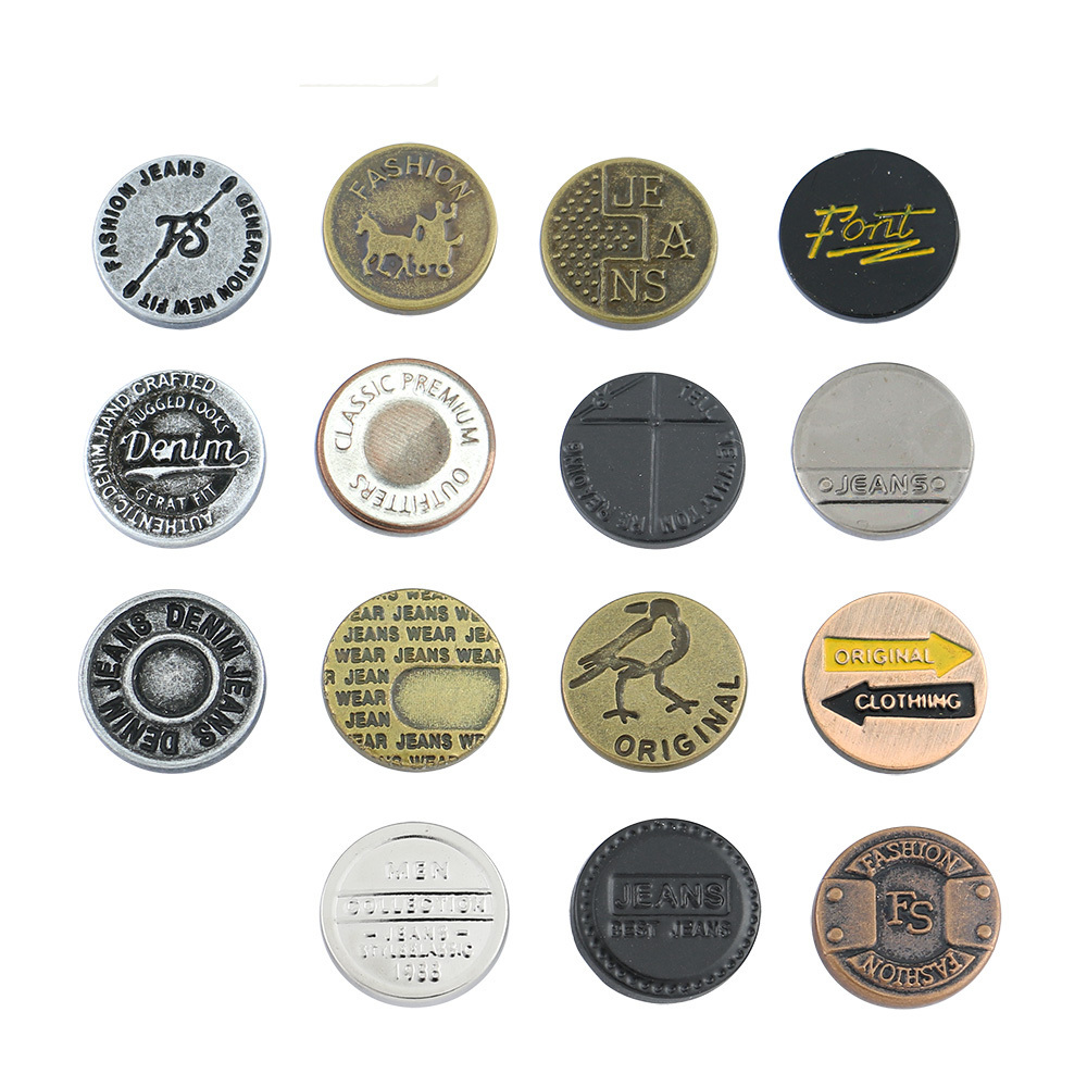 High Quality Engrave Logo Permanent Metal Buttons Jean Tack Buttons for Pants