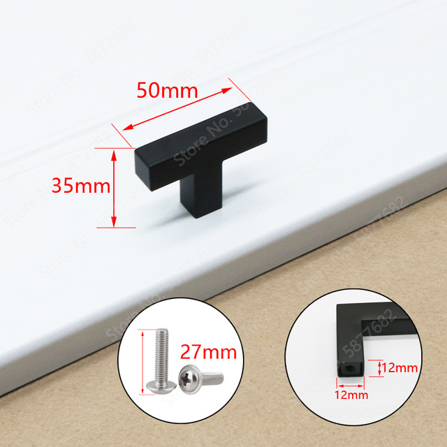 3-15Inch Black Cabinet Handles Stainless Steel Square Closet Drawer Cupboard Pulls Bathroom Door Knobs Furniture Kitchen Handle