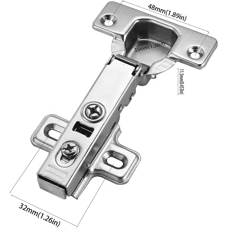 4PCS European Nickel Plated hinge Bathroom Cabinets Full Overlay Soft-Closing Concealed Hinge Furniture