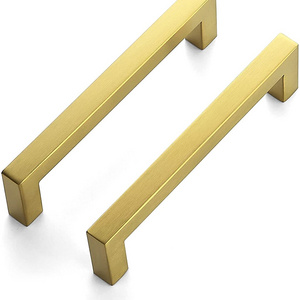 Gold Cabinet Pulls Square  Brushed Brass Pulls for Cabinets Closet Square Cupboard Bathroom Desk Door Knobs