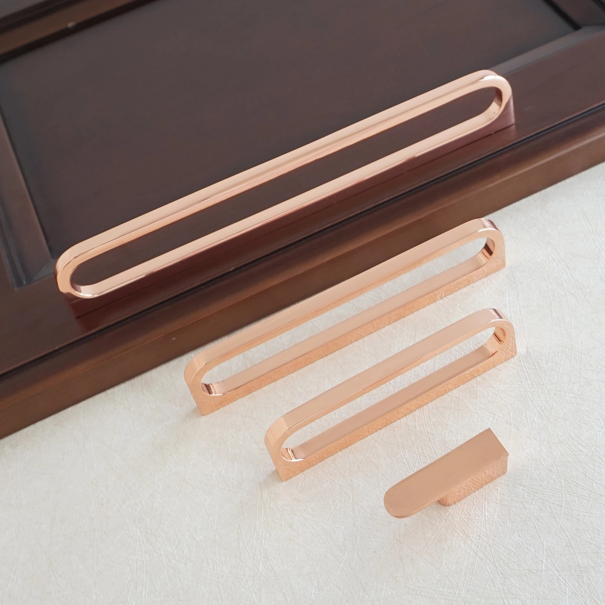 Rose gold Cupboard Wardrobe Drawer Closet Pulls Cabinet Knobs and Handles Furniture Handle Pulls