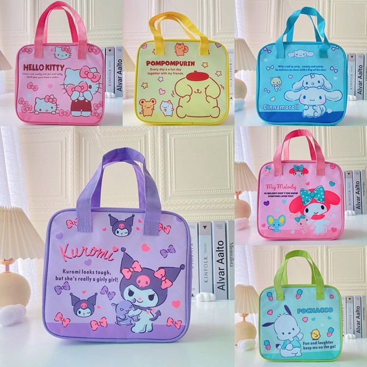 My Melody Kuromi Kawaii PU Waterproof Cartoon Insulation Bag Picnic Bag New Anime Sanrioed Portable Lunch Bag