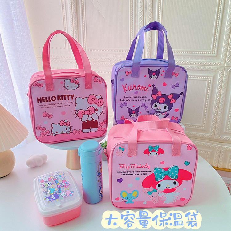 My Melody Kuromi Kawaii PU Waterproof Cartoon Insulation Bag Picnic Bag New Anime Sanrioed Portable Lunch Bag