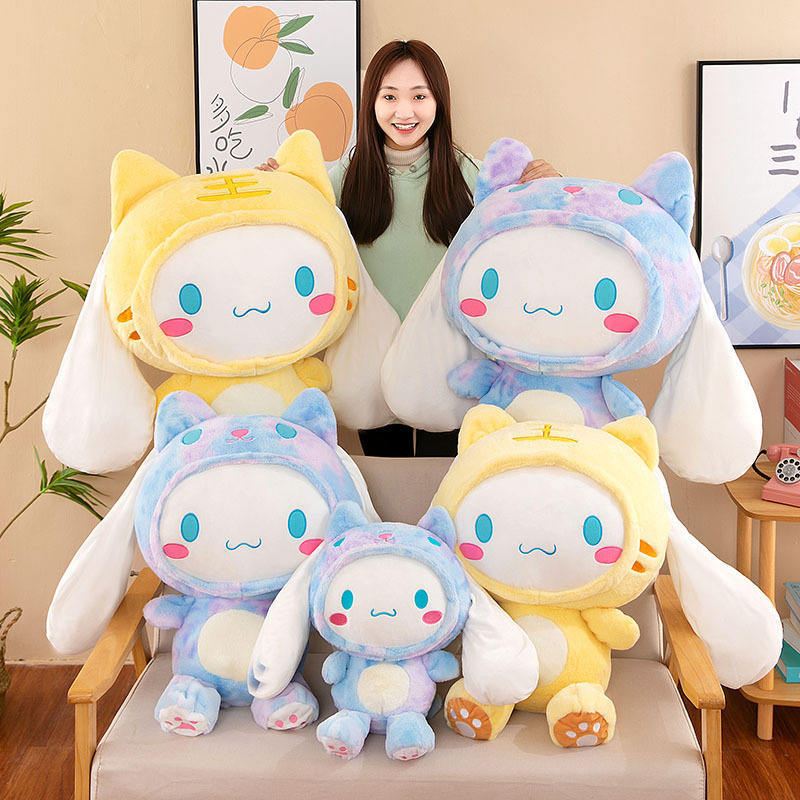 27cm  Cartoon Kuromi Melody Plush Cat Toys Cinnamoroll Custom Stuffed Toys For Children Gift